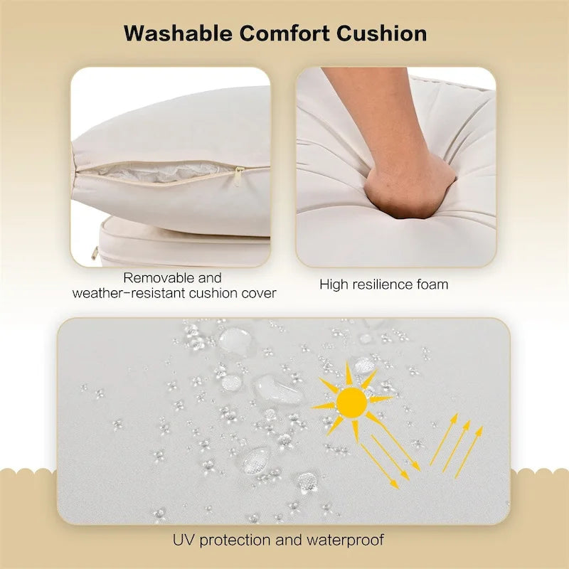 Ensemble de conversation de patio 4 pièces avec coussins et causeuse en bois massif