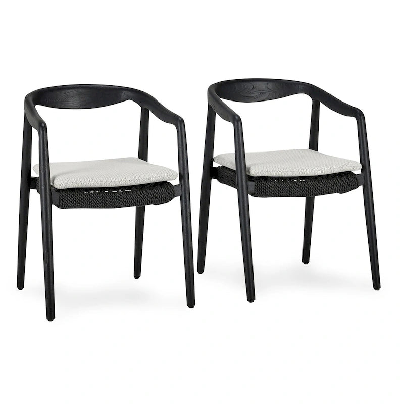 Chaises de salle à manger d'extérieur Classic Home Aria noires (lot de 2)