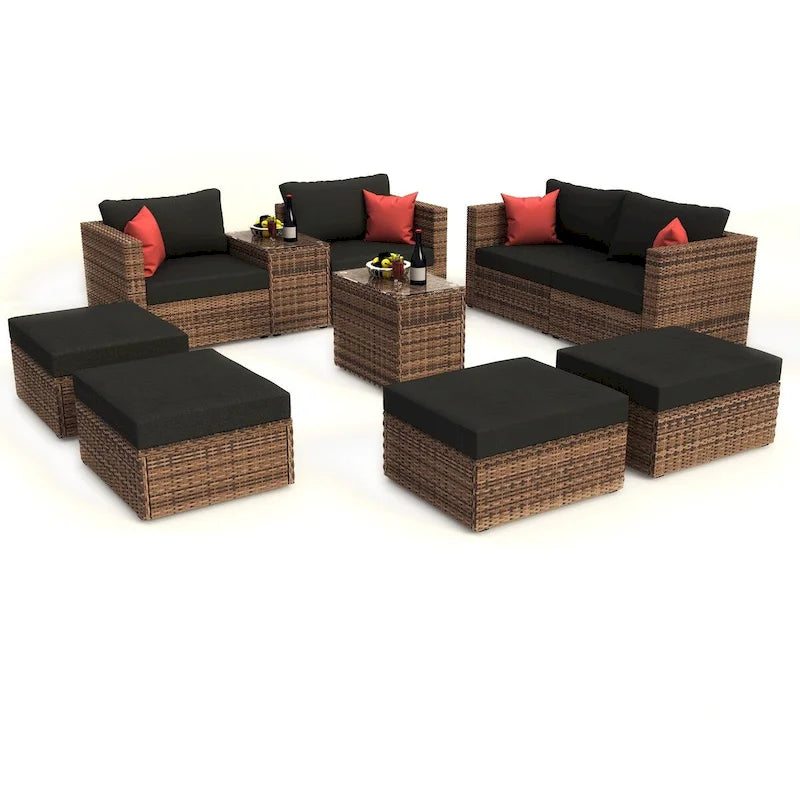 Ensemble de conversation sectionnel convertible : mobilier de patio extérieur 10 pièces